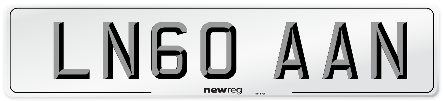 LN60 AAN Number Plate from New Reg